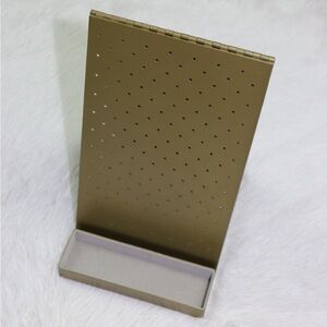 Folding Metal Pegboard Display Stand w/ Tray Organizer Tabletop Gold For Jewelry